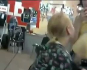 2Chicks Suck Off a Guy in a Store