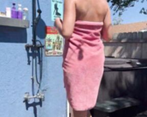 Lovelylo in outdoor shower