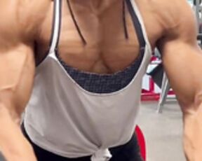 Striated pec muscles pumping