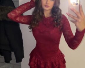 Sexy Polish slut in short red dress and black pantyhose