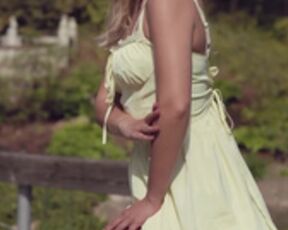 Saraholde teasing in sexy dress & shiny nude pantyhose 2