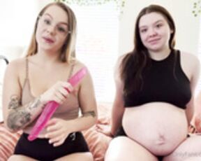 Pregnant lesbian double dildo