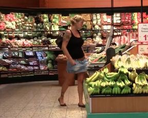 Leni-78 - Playing with cucumber in supermarket