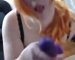 Red BBW with huge pale boobs hot pussy fuck