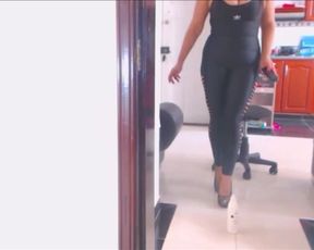 Live Cam from Latina Maid at Job NEW Latex Pants