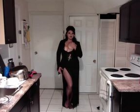busty_geek48 Thick Brunette Cosplay Morticia Tits Only