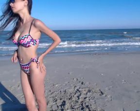 Caylin on the beach in cam recording 2016 July 14 215217