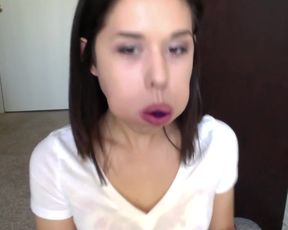 Latina girl self gagging